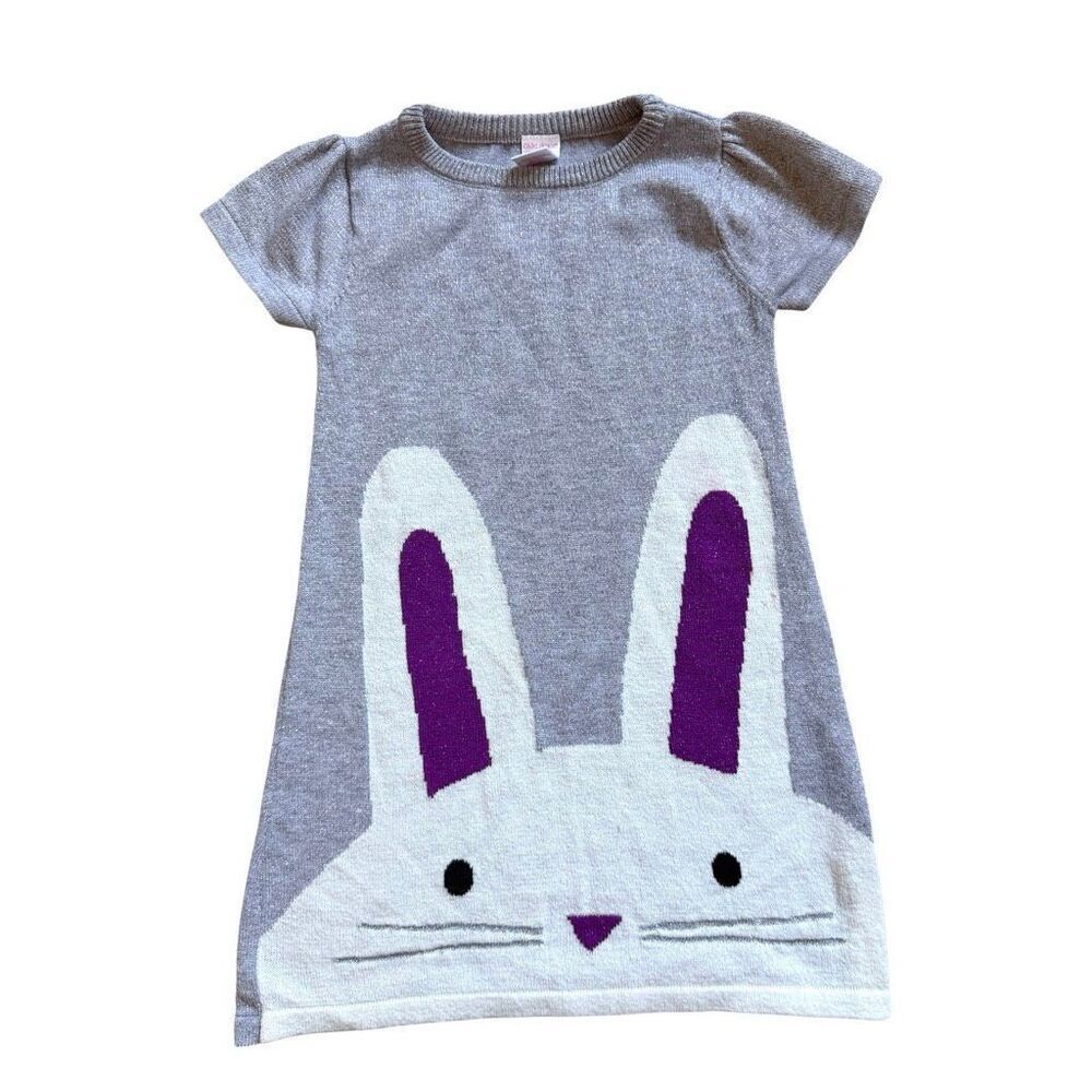 Youth Girls Okie Dokie Metallic Threading Easter Bunny Dress - Sz 5